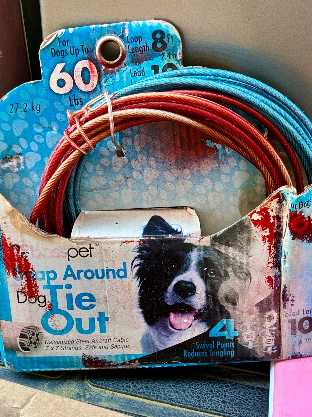 Boss Pet Snap-Around Dog Tie-Out Cable (60 lbs / 10 ft) – New